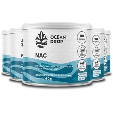 Imagem de Kit 5 Nac N-Acetil L-Cisteína Ocean Drop Vegano 120 Cápsulas