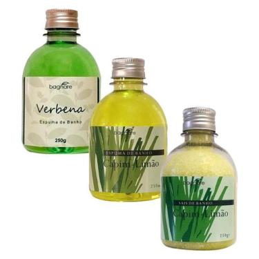 Imagem de Kit 2 Espuma Banheira Relaxante + 1 Sal De Banho Capim Limão - Bagnare
