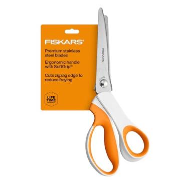 Imagem de Fiskars Tesoura SoftGrip, tesoura de tecido com alça ergonômica, borda em ziguezague e lâminas de aço inoxidável