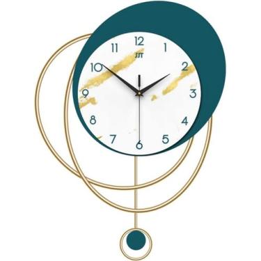 Imagem de Relógio de parede de arte moderna relógios de parede de pêndulo com mostrador de vidro de metal criativo, relógio de parede 3D para sala de estar relógios de parede modernos e silenciosos que não