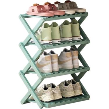 Imagem de Sapateira, Rack De Armazenamento De Sapatos Dobrável Portátil De 3/4/5 Andares, Sem Instalação Organizador De Sapateira Pequena, Torre De Sapateira Vertical De Bambu P, Green, 4 Layers
