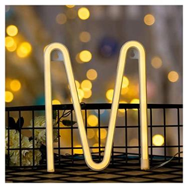 Imagem de Enuoli Luz noturna branca neon luz LED alfabeto luz de letreiro A-Z letra, letreiro decorativo letra, letras, luzes neon, Moderno, Warm White-m