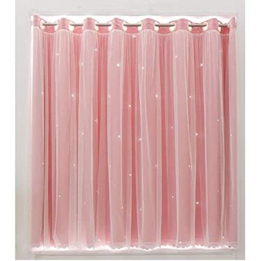 Imagem de LUOFDCLDDD Cortina, 1 painel - cobertura estrela estrela Voile meio cortinas lápis dobra curta cortina curta quarto sala de estar tule pequena janela cortina cortina peneia cortinas sombra
