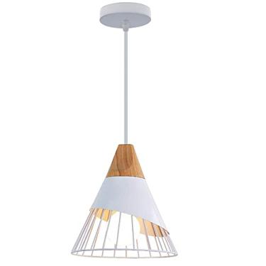 Imagem de CHENKUI Abajur estilo simples luminária de teto de madeira nórdica criativa decoração industrial lustre ajustável cabeça única luminária pendente E26/E27, para restaurantes, sala de estar, cozinha