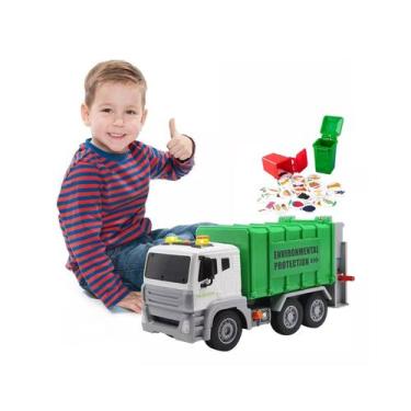 Imagem de Caminhão de lixo com 2 latas de lixo, luz e som - Lightbek Official St