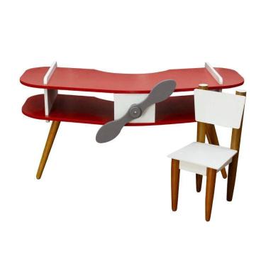 Imagem de Mesa Avião Vermelho Com Cadeira E Hélice E Pés Palito Design Criativo Mesa Desenho Quarto Menina Menino Infantil Decor