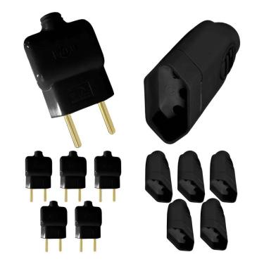 Imagem de 2X Kit 5 Tomada Fêmea 3 Pinos 10A/20A Y 5 Pino Macho 2P 10