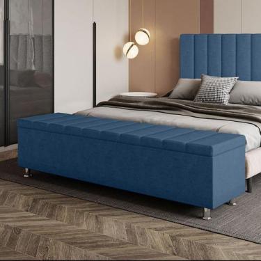 Imagem de Calçadeira Baú Recamier Estofado Casal 140 cm Ônix Veludo - Sonhar Est