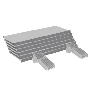 Imagem de Kit 6 Bandejas Gondola Ponta FIT 40 Branco 6X 30x78 Pe Cinza