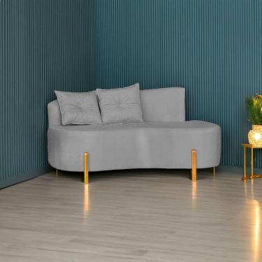 Imagem de Sofá Orgânico 02 Lugares Para Sala Ds Home Veludo Cinza