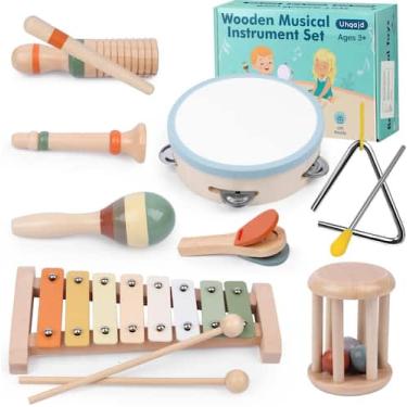 Imagem de Conjunto de instrumentos musicais Uhqajd Montessori Wooden Toys Baby