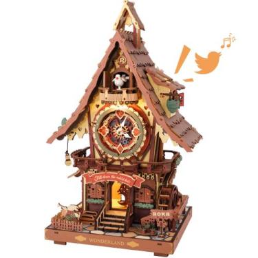 Imagem de Kit de modelo de relógio de cuco ROKR de madeira 3D para adultos