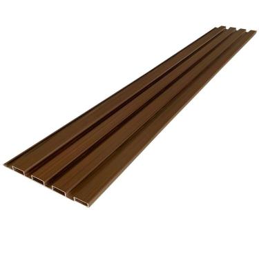 Imagem de Painel Ripado de Pvc em Placa 100x15,5cm 7 Placas = 1m² com 2 Acabamentos em L de Bariri - caixa com 7 Unidade - Marrom