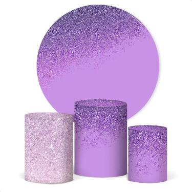 Imagem de Painel De Festa E Capa Cilindro Decoraçã Glitter Roxo Degrad