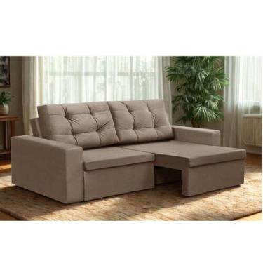 Imagem de Sofá Retrátil 2 Lugares 1,80m Lisboa Suede Cappuccino Mirra Decor