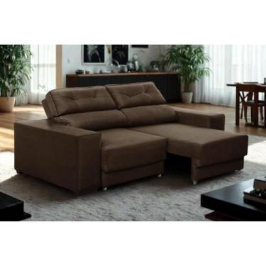 Imagem de Sofá retrátil e reclinável 3 lugares Roma Suede - Mirra Decor, Marrom