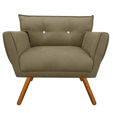 Imagem de Poltrona Anitta com Strass Suede Marrom Rato Pés Palito Castanho - D'Rossi