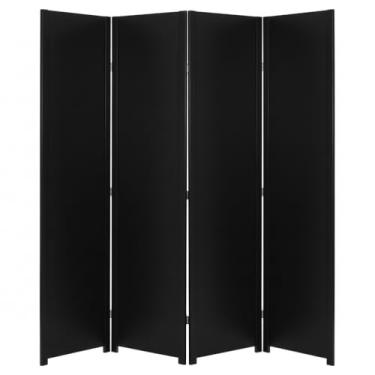Imagem de Biombo Liso Sanfonado Com Dobradiça Fechado Pintado Divisor De Ambiente Preto ou Branco Jt Home (PRETO, 4 FOLHAS DE BIOMBO)