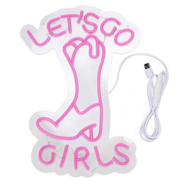 Imagem de YWBL-WH Luz Neon Led, Sinal de Bota Rosa Com Letras para Meninas, Decoração de Parede Led Acrílica para Fundo de Fotografia de Aniversário de Despedida de Solteiro