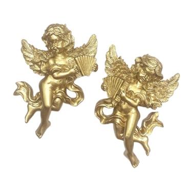 Imagem de WeiLaiKeQi Esculturas de parede de anjo em resina, decorações de parede, decoração multifuncional, lindas figuras de anjo, figuras angelicais para entrada