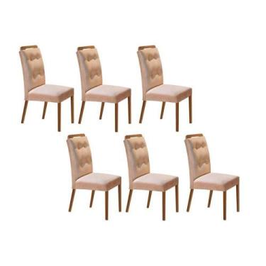 Imagem de Kit 4 Cadeiras de Cozinha Imperatriz 6 Un Capuccino/Linho Bege Turim -