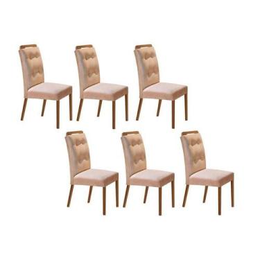 Imagem de Kit 4 Cadeiras Sala Jantar Imperatriz 6 Un Capuccino/Linho Bege Turim 
