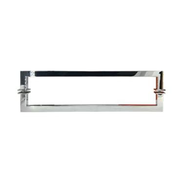 Imagem de Puxador de porta de chuveiro 304 de aço inoxidável, puxador de barra de toalha de porta de vidro duplo quadrado de 45 cm, ferragens de banheiro (acabamento cromado espelhado TB1818SQM)