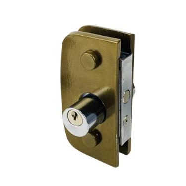 Imagem de Fechadura Central 1520 de Alumínio para Porta de Vidro Temperado com recorte 75mm x45mm com Chave com Variação de Cores (Bronze)