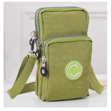 Imagem de Bolsas transversais para mulheres, bolsa de telefone pequena de nylon, bolsa de moedas, carteira feminina, Verde claro