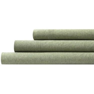 Imagem de Aeropostale Jogo de lençol de malha jersey super macio, lençóis de cama de 3 peças, lençóis de jérsei rico em algodão, serve para colchões de até 43 cm de profundidade, tamanho solteiro, verde