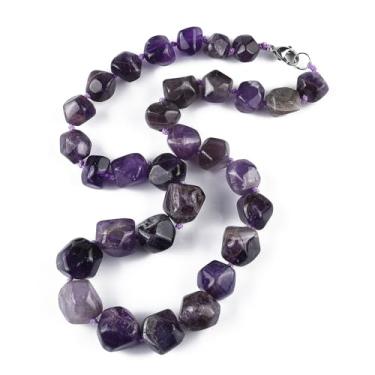 Imagem de Colares de contas de cristal natural para mulheres e homens, 20.08~21.26inch, Ametista, Sem Pedra Preciosa