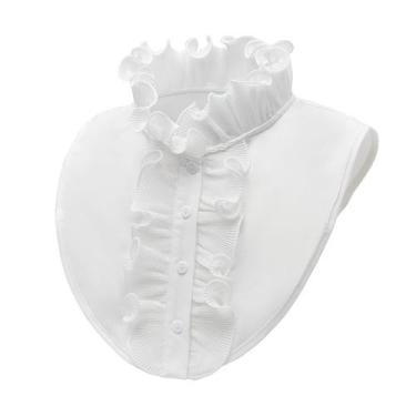 Imagem de Gola falsa, charmosa, branca com babados para mulheres - Yiweisai