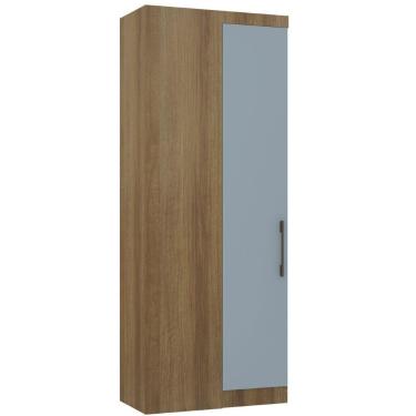 Imagem de Guarda Roupa De Canto Reto Modulado 90cm 1 Porta Paris Luciane Móveis Avelã Pf Com Grey Sky Pf