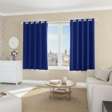 Imagem de Cortina Azul 3,00 X 1,50 Janela Quarto/Sala/Copa Com Ilhos Removível P