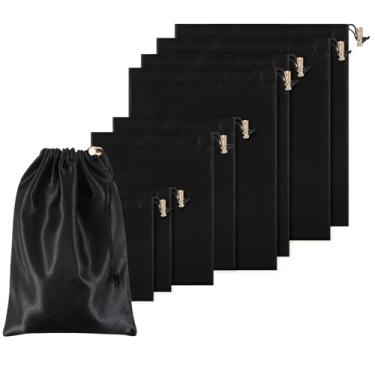 Imagem de 8PCS Adult Toy Storage Bags, Satin Game Toy Storage Bag, Adjustable Silk Drawstring Pouch, Microfiber Gift Bag, Travel Stuff Sack for for Women Men Toys Underwear Sunglasses Cosmetic (4 Sizes, Black)