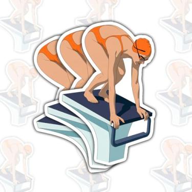 Imagem de 3 adesivos de natação de mergulho, adesivos de vinil de desenho animado fofo para laptop, caderno, diário, garrafa de água, carro, presente para estudantes, adolescentes, membros da equipe de natação