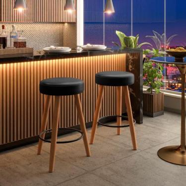 Imagem de Kit 2 Banqueta Alta Banco para Balcão Cozinha Área Gourmet Bar Pé em M