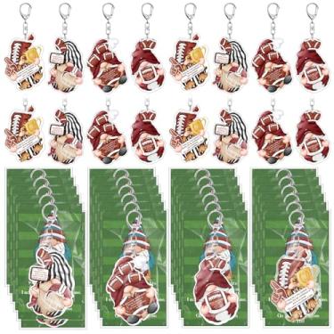 Imagem de Huquary 32 conjuntos de chaveiros de acrílico de gnomo de futebol de Natal com gnomos positivos, chaveiro motivacional com cartão inspirador, lembrancinhas de festa para fãs de times de futebol