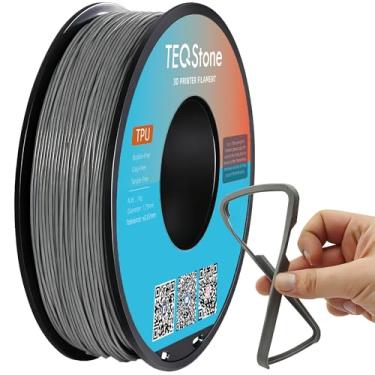Imagem de TEQStone Filamento TPU 1,75 mm Carretel cinza 1Kg 95A Filamento flexível macio para impressora 3D Diâmetro consistente +/-0,03 mm no pacote a vácuo