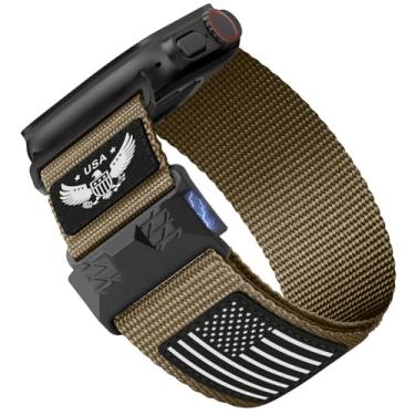 Imagem de Pulseira masculina de nylon resistente, compatível com Apple Watch Ultra 3/Ultra 2 de 49 mm, com estrelas macias e magnéticas, táticas macias, bandeira listrada para iWatch de 46 mm, 45 mm, 44 mm, 42