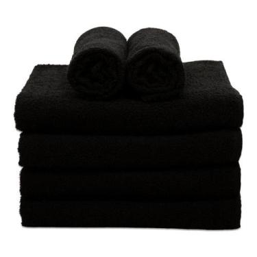 Imagem de Kit Toalhas De Rosto  com 10 Para Salão Beleza 100% Algodão Preto - ki