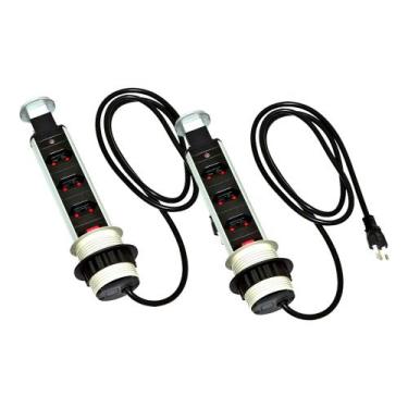 Imagem de Kit 2 Torres de Tomada Multiplug 3 Tomadas, Bivolt, Cinza