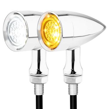Imagem de Eagwinger Indicador de pisca-pisca SMD com luz âmbar branca para motocicleta (frontal cromada)