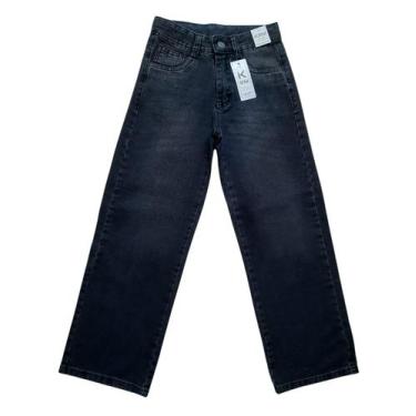 Imagem de Calça Jeans Cinza Escuro Larga Masculino Juvenil Meninos Infantil Tama