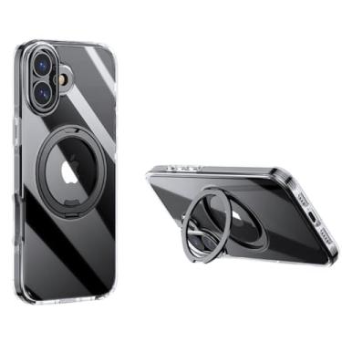 Imagem de Capinha Protetora com Anel Magnético para iPhone, Compatível com iPhone 16/16 Pro/16 Pro Max, Transparente (Anel Preto, IPHONE 16 PRO MAX)