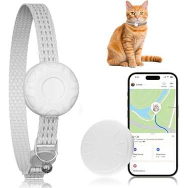 Imagem de ZFSJTAG Rastreador GPS Smart Cat, compatível com Apple Find My App (apenas iOS), sem taxa mensal, à prova d'água (rastreador branco, coleira branca para gatos)