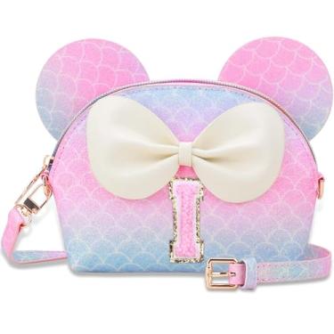 Imagem de Kejea Bolsa infantil para presentes infantis - Carteira personalizada com inicial para meninas 2 a 10, Roxo sereia