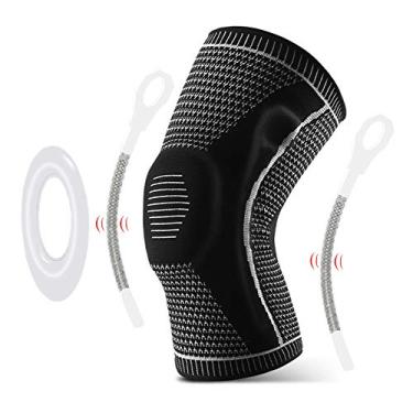 Imagem de Sunbaca 1pcs Joelheira Homens Mulheres Joelheira com Estabilizadores Laterais Silicone Almofada Espova Joelheira para Halterofilismo Powerlifting Corrida