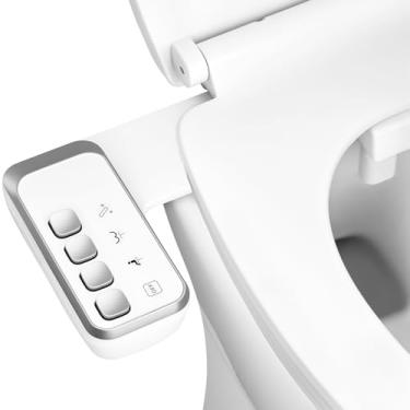Imagem de Acessório de bidê para banheiro, pressão de água ajustável independente, bocal duplo não elétrico autolimpante para lavagem frontal e traseira, assento de vaso sanitário de bidê de água doce, branco