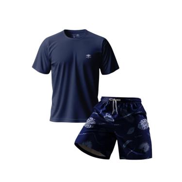 Imagem de Conjunto Masculino Short Estampado Praia E Camiseta Dry Academia Verão Básica Casual-Masculino